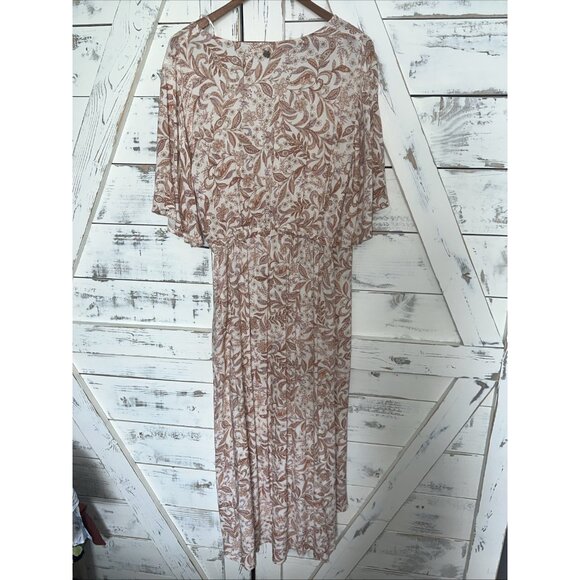 Rip Curl Wrap Maxi Dress Women’s Sz L Paisley Floral Apricot Peach Color New - Picture 9 of 12